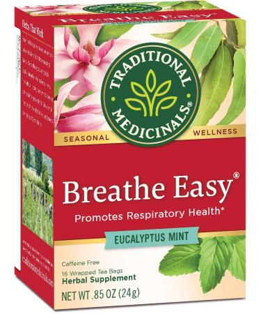 Traditional Medicinals Breathe Easy Eucalyptus Mint Herbal Tea, Promotes Respiratory Health, (Pack of 1) - 16 Tea Bags