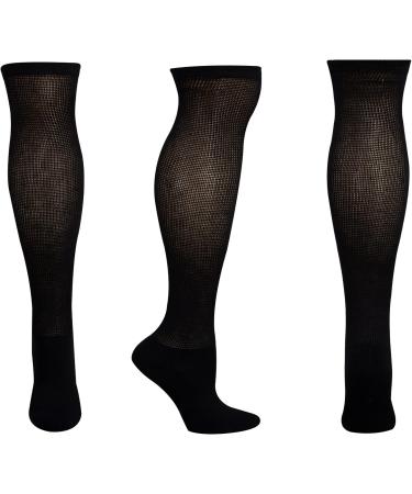 Men's Bamboo Diabetic Over the Knee Socks - Circulatory Loose Fit, Seamless Moisture Wicking for Smelly Foot - Black, Size 13-15 (2 Pairs) - Buy Online on GoSupps.com