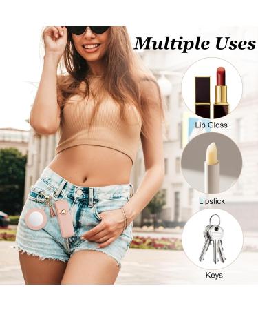 Pink Chapstick Holder Key Chain | Portable Lip Balm & Lipstick Case for Women | Mini Makeup Storage & Travel Lip Gloss Organizer - Buy Online on GoSupps.com