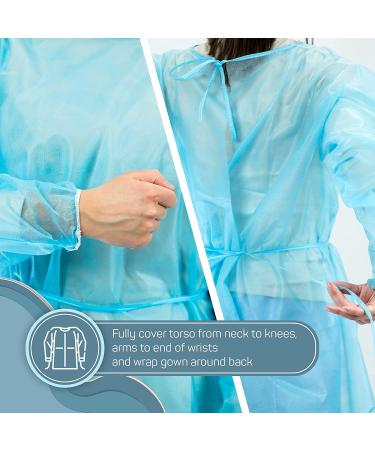  50-Pack Disposable Isolation Gown FDA Registered AAMI Level 1 PP & PE 30g Fully Closed Double Tie Back Elastic Cuffs Fluid Resistant Unisex (50) - Buy Online on GoSupps.com
