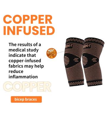Buy Copper Elbow Compression Sleeve for Tendonitis & Tennis Elbow - Support for Men & Women Relief for Golf Elbow & Weightlifting - Buy Online on GoSupps.com