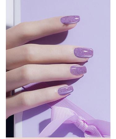 Kalolary 20PCS Glitter Purple Nail Gel Polish Strips - Self-Adhesive Full Wraps | Nail Stickers for UV/LED Lamp | Cured Gel Nail Decals - Buy Online on GoSupps.com