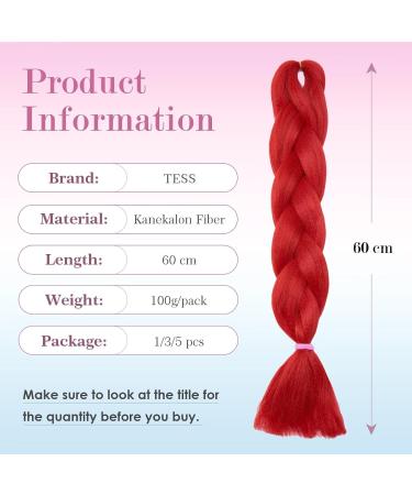 Tess Braids Extensions 60 cm - 3 Pack Jumbo Kanecalon Hair Extensions for Box Braids - Hot Red 100g Bundle - Buy Online on GoSupps.com