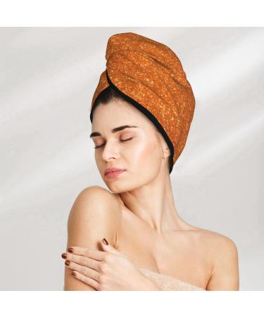 Orange Glitter Hair Towel Wrap - Quick Drying Turban with Button | Soft & Absorbent Hair Drying Towel for All Hair Types - Buy Online on GoSupps.com