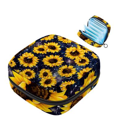 Women's binding-up bag yellow sunflowers women's tampon storage bag tampon storage bags zip pockets menstrual tied bags multi10