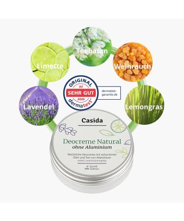  Casida Casida Natural deodorant cream without aluminium - solid deodorant with pure natural oils - effective protection against perspiration odors - pharmacy quality - 50 ml - Buy Online on GoSupps.com