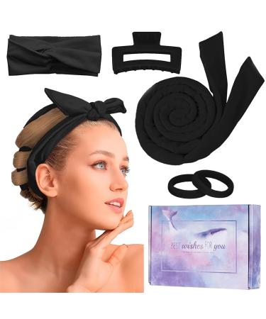 Heatless Curlers Headband Heatless Hair Curler For Sleeping Overnight 63" Extra Long No Heat Wave Hair Curlers With Clip Styling Tools For Women Girls Long Medium Hair (Black) - Buy Online on GoSupps.com