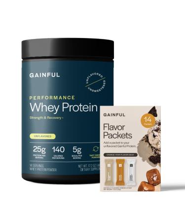 Gainful Performance Whey Protein Powder & Sweet Treat Flavor Bundle 25g Protein Supports Muscle Growth Recovery and Endurance No Artificial Ingredients 14 Servings + 14 Flavor Sticks
