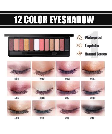 Complete Makeup Kit: 12 Color Eyeshadow Palette, 5PCS Brush Set, Eyebrow Pencil, Eyeliner & Mascara, Contour Foundation Stick, Primer, Highlighter - Includes Cosmetic Bag - Buy Online on GoSupps.com