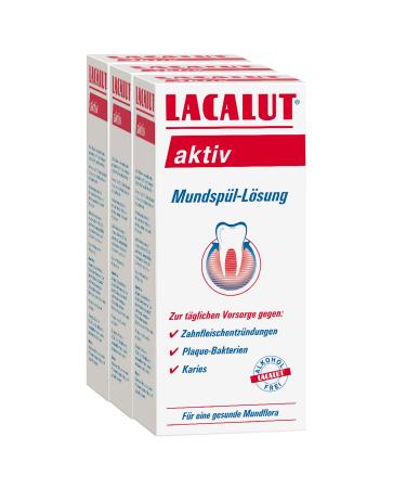 Lacalut active mouthwash 300ml mouthwash solution for daily precaution against gum infections plaque bacteria and caries 3x300ml ...
