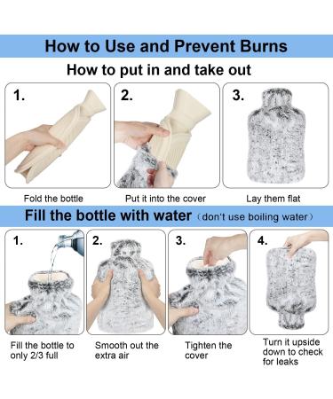 Hot Water Bottle with Cover - 2L Rubber Bag for Pain Relief Cramps & Compress | Black & White - International Shipping Available - Buy Online on GoSupps.com