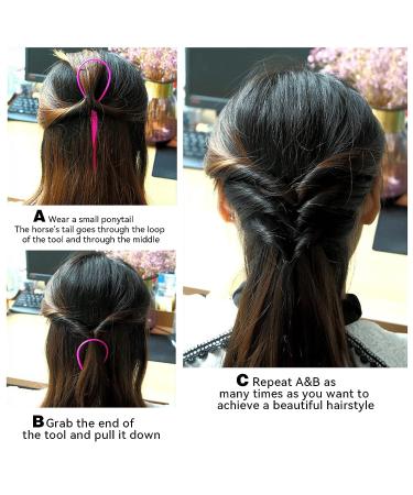 8PCS Parting Comb Braiding Set for Women - Hair Tools for Styling Topsy Tail, Loop, and Pull Through Styles in Pink and Purple - Buy Online on GoSupps.com