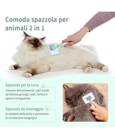 Vinabo Self-Cleaning Dog & Cat Brush - Remove Undercoat for All Coat Types - Pet Grooming Brush in Green - Buy Online on GoSupps.com