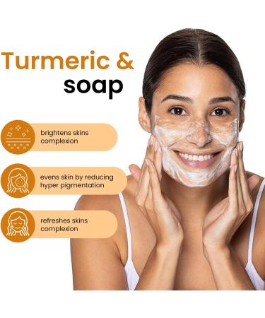  LinBomZony Lemon Turmeric Soap for Face & Body - Natural Brightening Soap with Turmeric Extract - Removes Impurities and Rashes - Moisturizes Dry Skin and Skin - 2 Pack - Buy Online on GoSupps.com