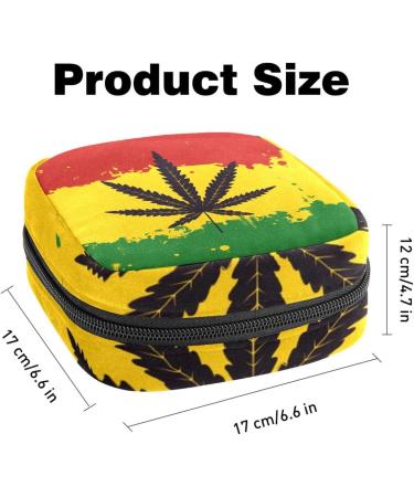 Stylish Menstruation Pad Bag with Zipper | Women's Tampon & Napkin Organizer | Abstract Marijuana & Rastafarian Design - Buy Online on GoSupps.com