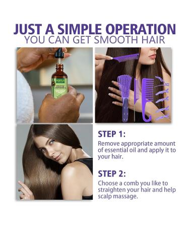 Detangling Brush Rat Tail Combs Wide Tooth Set - 8PCS | For Natural, Curly, Wavy Hair | Wet & Dry Hair Detangler with Clips for Men, Women, Kids - Buy Online on GoSupps.com