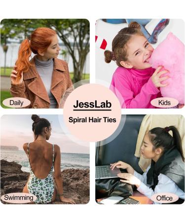 JessLab Spiral Hair Ties 20 Pcs - No Crease Plastic Coil Ponytail Holders for Girls & Women - Dark Matte Finish - Buy Online on GoSupps.com