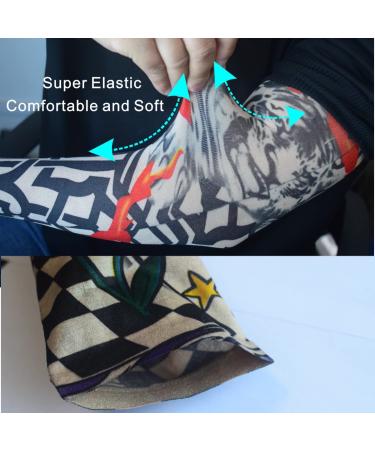 Men's 8pcs Temporary Tattoo Sleeves - Fake Slip On Sunscreen Arm Protectors for Cosplay & Body Art - Buy Online on GoSupps.com