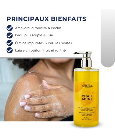 Vita C Shine Whitening shower gel 620 ml extra strong with vitamin C niacinamide kojic acid and hyaluronic acid moisturizing and complexion compensating - Buy Online on GoSupps.com