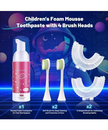 Kids Electric Toothbrush Set with Foam Mousse Toothpaste - Age 2-6 Blue | Waideecia Ultrasonic Toddler Toothbrushes - Buy Online on GoSupps.com
