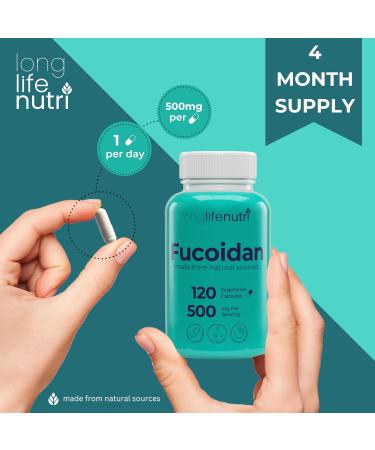 Fucoidan 500mg Brown Seaweed Extract Supplement from a Natural Source of Fucoidan & Fucoxanthin | 120 Vegetarian Capsules for Energy & Wellness | Made in USA GMP Certified 120 Count (Pack of 1) - Buy Online on GoSupps.com