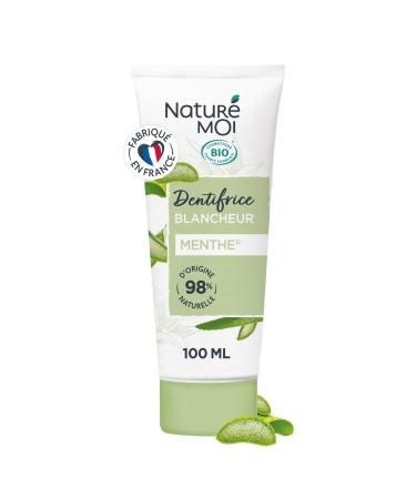 Naturé Moi - Whitening Toothpaste - Toothpaste with Organic Aloe Vera and Active Fluoride - Mint Flavor - 98% Natural Origin - Certified Organic - 100 ml - Made in France