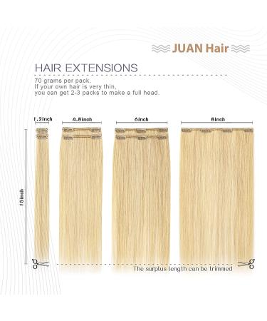 Bleach Blonde Clip in Hair Extensions 20 Inch #613 | 70G 100% Remy Human Hair for Fashion Women - Buy Online on GoSupps.com