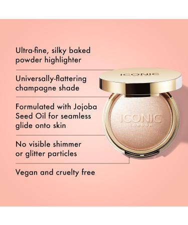 ICONIC LONDON Lit and Luminous Baked Highlighter - Vegan Cruelty-Free Powder for Radiant Glow | 0.56 oz - Buy Online on GoSupps.com