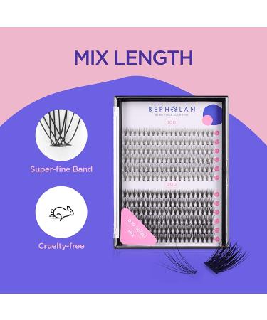 BEPHOLAN Cluster Lashes Kit | DIY Eyelash Extensions 0.10mm | 10&20 Mixed Length | Includes Glue & Tweezers | Easy for Beginners - Buy Online on GoSupps.com