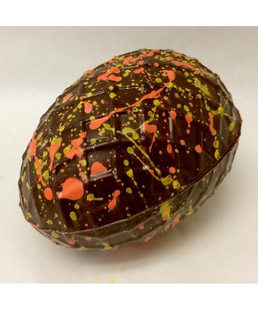 Elegant Easter Egg Premium Hand-Painted Swiss 58% Dark Chocolate Hollow with Petite Painted Dark Solid Eggs