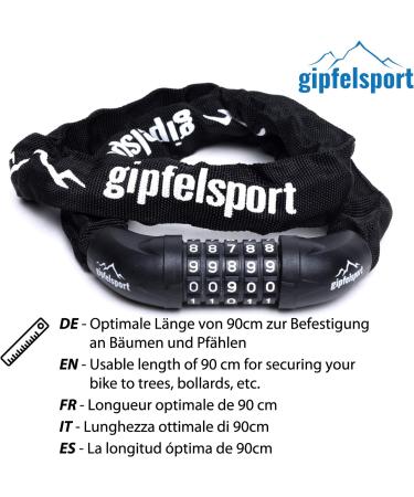 Gipfelsport Bicycle Lock - Secure Chain Lock with Combination for Kids & Adults - Black | International Shipping Available - Buy Online on GoSupps.com