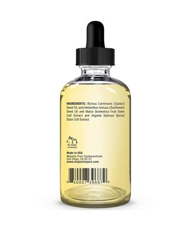 Majestic Pure Castor Oil Eyelash Serum with Apple & Argan Stem Cells for Longer Thicker Eyelashes, Eyebrows & Hair - 1 fl oz - Buy Online on GoSupps.com