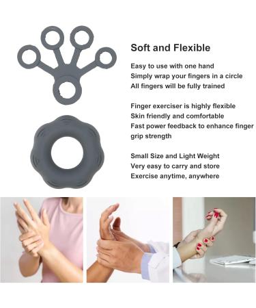 Hand Grip Strengthener Finger Exerciser Silicone Washable Soft Reduce Stiffness for Weak Hands Dark Grey - Buy Online on GoSupps.com