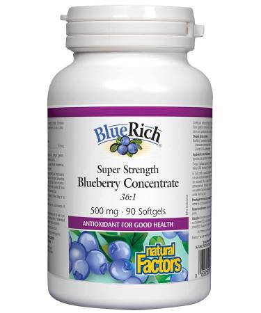 Natural Factors BlueRich Super Strength Blueberry Concentrate 500 mg 90 Softgels