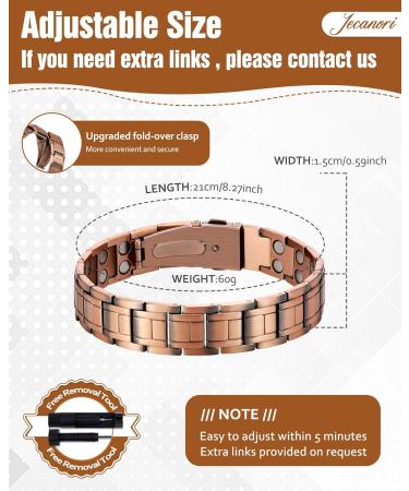 JECANORI 2x Lymph Drainage Copper Magnet Bracelet for Men | Adjustable 3500 Gauss Therapy Jewelry - Gift Box Included - Buy Online on GoSupps.com