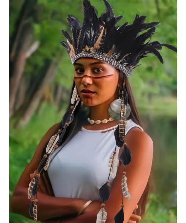 Zoestar Indian Feather Headband Tribal Feathers Crown Headpiece Carnival Headdress Festival Costume Hair Accessories for Women and Girls - Buy Online on GoSupps.com
