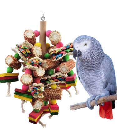 Parrot Toys, Bird Toys Made of Natural Multi-Colored Wooden Blocks, Suitable for African Gray Parrots, Amazon Parrots, Small and Medium-Sized Macaws Chewing, Exercise The Beak