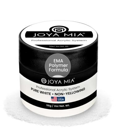 Joya Mia Acrylic Powder for Nails MMA-Free Super Adhesion Professional Powder for Flawless & Long-Lasting Nail Enhancements Easy Application Vibrant & Stunning Colors - Pure White 2 oz 2 Ounce Pure White