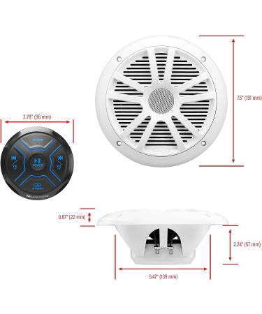 BOSS Audio Systems MG250W.64 Marine Speakers with Gauge Receiver, Bluetooth, IPX6 Weatherproof, USB, Aux-in, 6.5 Inch Full Range Speakers - Buy Online on GoSupps.com