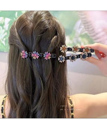 8PCS Sparkling Crystal Stone Braided Hair Clips Set for Women - Rhinestones Hairpin Duckbill Clip with Small Clips - Ideal Hair Accessories for Girls and Women - Buy Online on GoSupps.com
