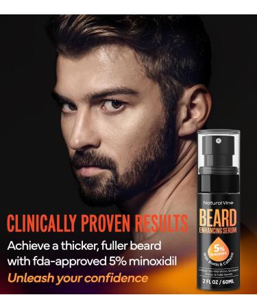Natural Vine 5% Minoxidil Beard Growth Oil for Men - Biotin & Caffeine Beard Regrow Serum | Thicker Fuller Beard 2 FL OZ - Buy Online on GoSupps.com