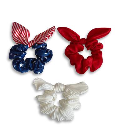 3pcs Americana Memorial Day July 4th Hair Scrunchie Headbands For Women and Girls