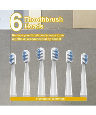 Sonic Electric Toothbrush for Adults | 6 Brush Heads | Wireless Fast Charging | 5 Modes | Rechargeable Last 60 Days | White - Buy Online on GoSupps.com