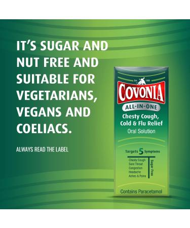 Covonia All-in-One Chesty Cough 160ml Targets 5 Symptoms Cold & Flu Relief Oral Solution - Buy Online on GoSupps.com