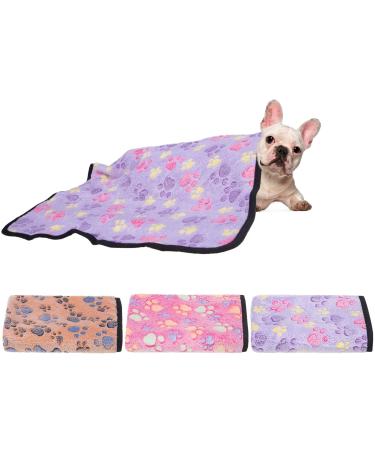 EXPAWLORER Fluffy Dog Blankets with Paw Print - Super Soft Warm Premium Fleece Pet Blanket, Cozy Flannel Throw for Small Dog Cat Puppy Kitty, Sleep Bed Mat Cover Small Purple