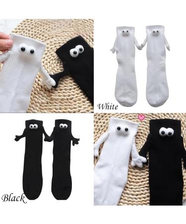 Hand in Hand Couple Socks | Magnetic 3D Doll Design | 2 Pairs White Mid-Tube Socks - Buy Online on GoSupps.com