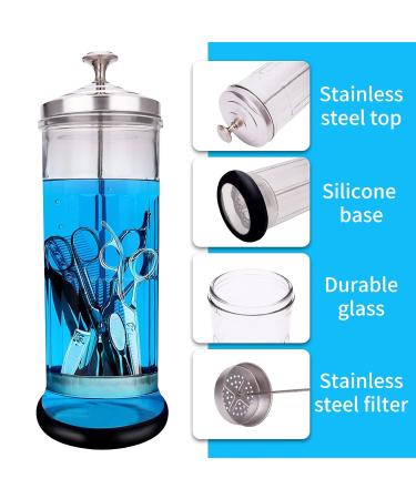 Durable Disinfectant Barber Sterilizer Jar - 50 Oz Glass Jar for Nail Tools & Hair Stylist Supplies - Buy Online on GoSupps.com