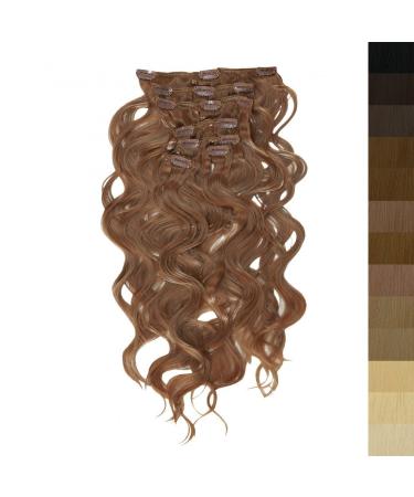 Shop 55 cm Wavy Clip-In Hair Extensions - 7-Piece Set in Golden Brown | International Shipping Available - Buy Online on GoSupps.com