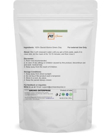 mGanna 100% Natural Glacial Marine Green Clay Powder 0.5 LBS / 227 GMS for Facial Masks Creams Body Wraps Soft Peels and Scrubs Skin Tightening and Soap Making - Buy Online on GoSupps.com