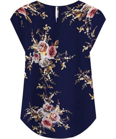 Floral Print Plus Size Cap Sleeve Tunic Blouse - Navy 3X-Large | Summer 2023 Women's Fashion - Buy Online on GoSupps.com